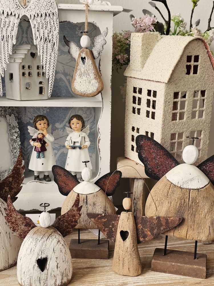 Dekorace dřevěná figurka anděl Angel Rustic L - 20*6*25 cm