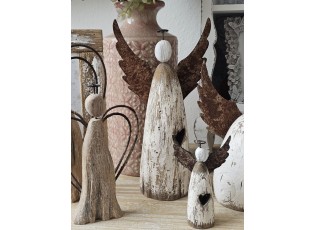 Dekorace dřevěná figurka anděl se srdíčkem Angel Rustic S - 7*3*12 cm