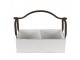 Bílý dřevěný retro box se dvěmi přihrádkami a kovovým uchem - 41*19*29 cm Clayre & Eef