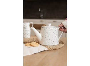 Bílá porcelánová konvička se srdíčky Lovely Day - 23*14*14 cm / 1000 ml