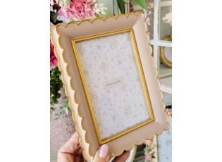 Růžový fotorámeček se zlatými vlnkami - 15*3*20 cm / 10*15 cm