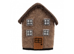 Decorative Figurine House 12x7x14 Cm Brown Felt - 12.0 cm