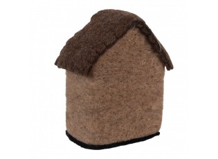 Decorative Figurine House 12x7x14 Cm Brown Felt - 12.0 cm