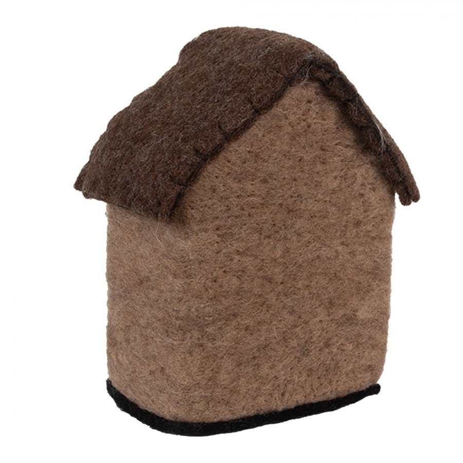 Decorative Figurine House 12x7x14 Cm Brown Felt - 12.0 cm