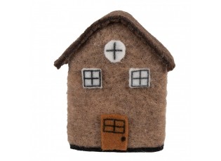 Decorative Figurine House 12x7x14 Cm Brown Felt - 12.0 cm