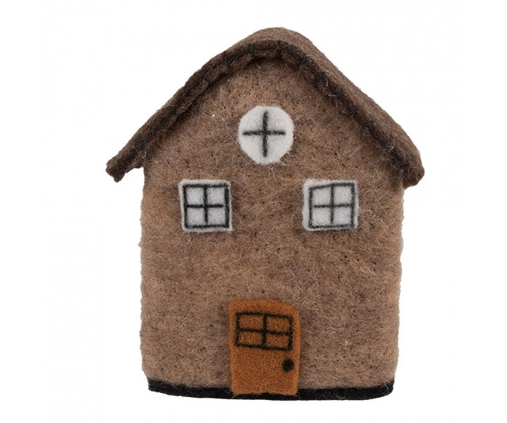 Decorative Figurine House 12x7x14 Cm Brown Felt - 12.0 cm Clayre & Eef