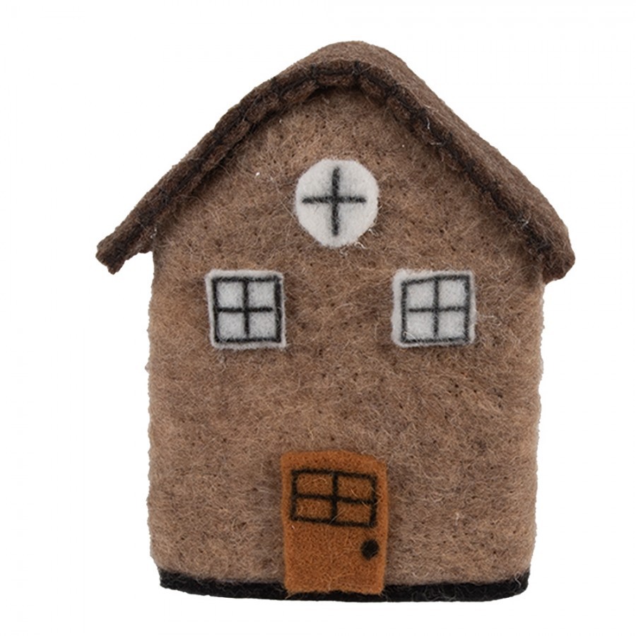 Decorative Figurine House 12x7x14 Cm Brown Felt - 12.0 cm