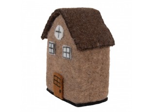 Decorative Figurine House 12x7x14 Cm Brown Felt - 12.0 cm