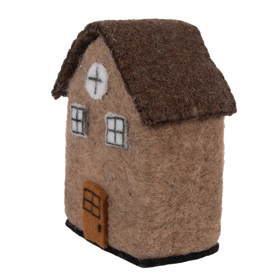 Decorative Figurine House 12x7x14 Cm Brown Felt - 12.0 cm
