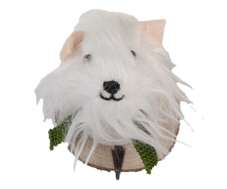 Wall Hook Dog 11x15x14 Cm White Felt - 11.0 cm Clayre & Eef