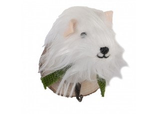 Wall Hook Dog 11x15x14 Cm White Felt - 11.0 cm