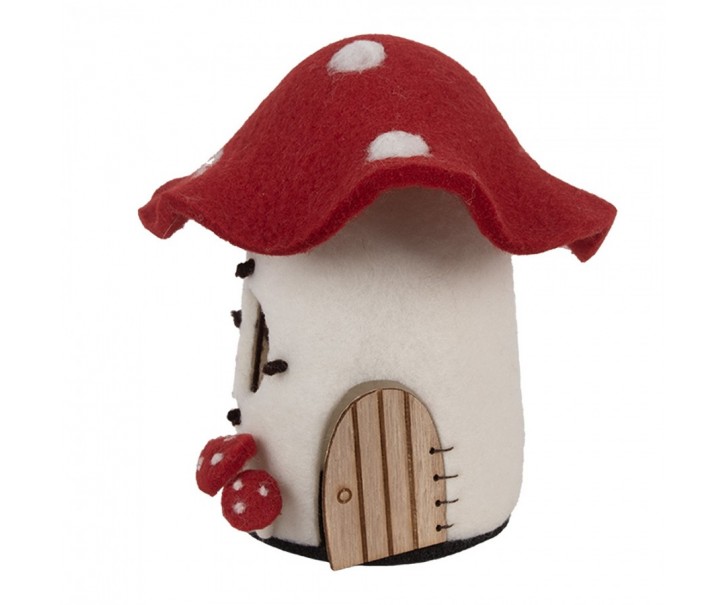 Decorative Figurine House 20x20x18 Cm White Felt Mushrooms - 20.0 cm Clayre & Eef