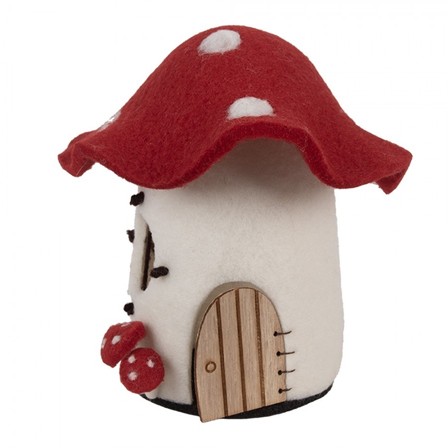 Decorative Figurine House 20x20x18 Cm White Felt Mushrooms - 20.0 cm