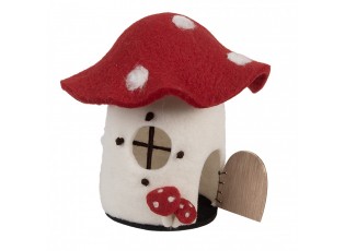 Decorative Figurine House 20x20x18 Cm White Felt Mushrooms - 20.0 cm