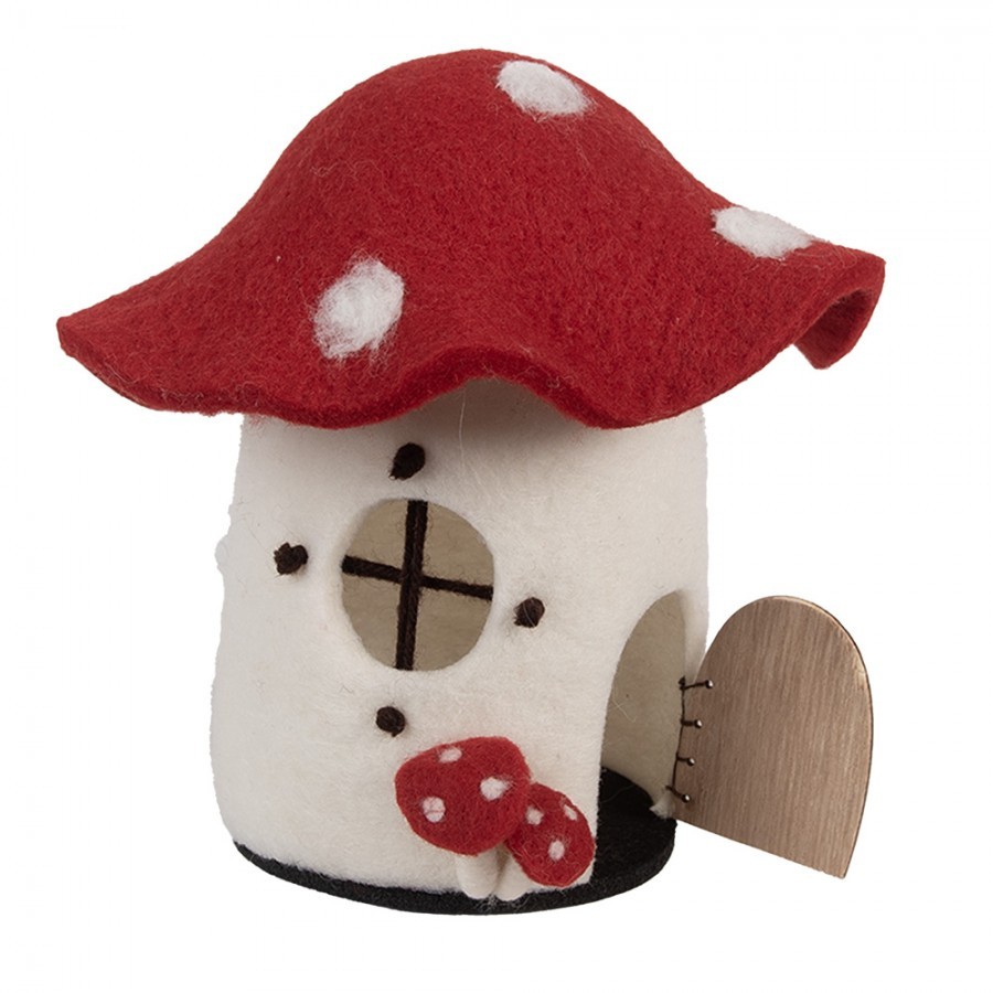 Decorative Figurine House 20x20x18 Cm White Felt Mushrooms - 20.0 cm