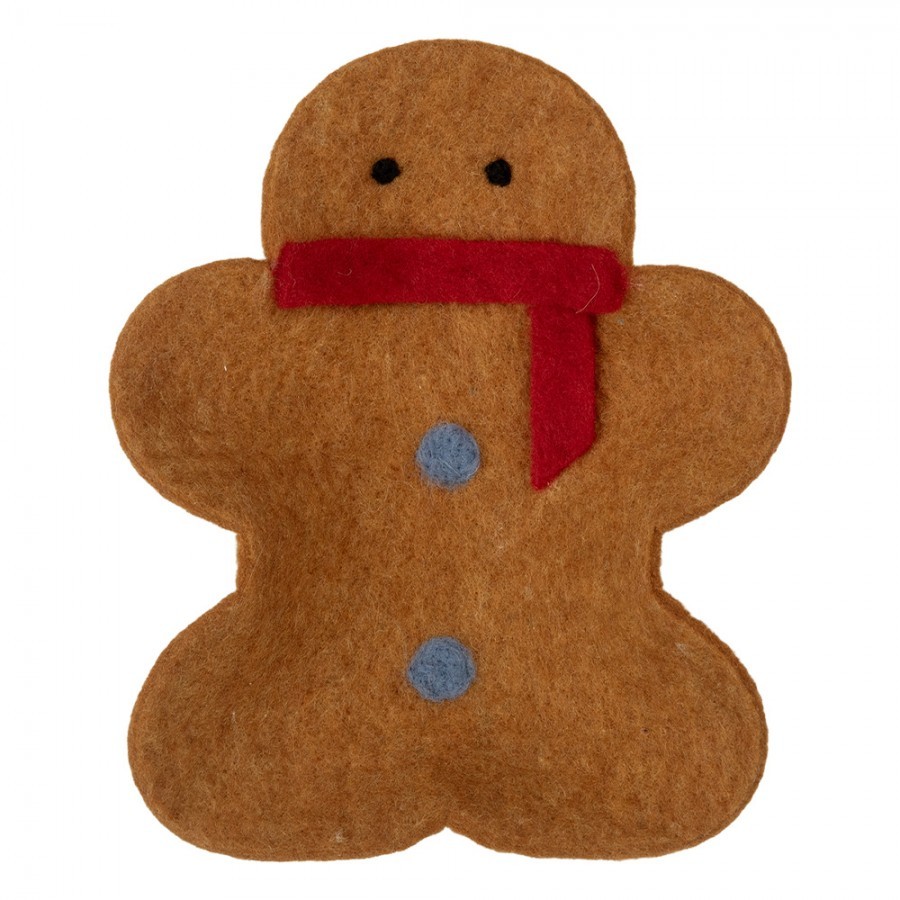 Decorative Bowl Gingerbread Man 19x16x4 Cm Brown Felt - 19.0 cm