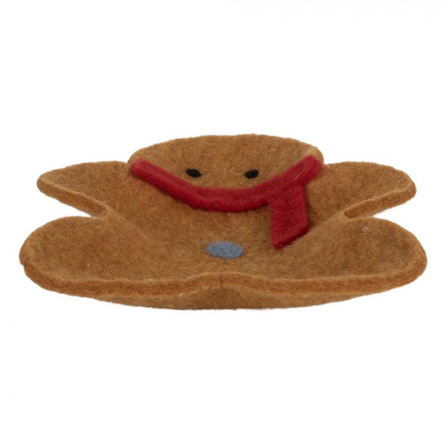 Decorative Bowl Gingerbread Man 19x16x4 Cm Brown Felt - 19.0 cm