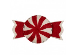 Decorative Bowl 30x18x3 Cm Red White Felt - 30.0 cm