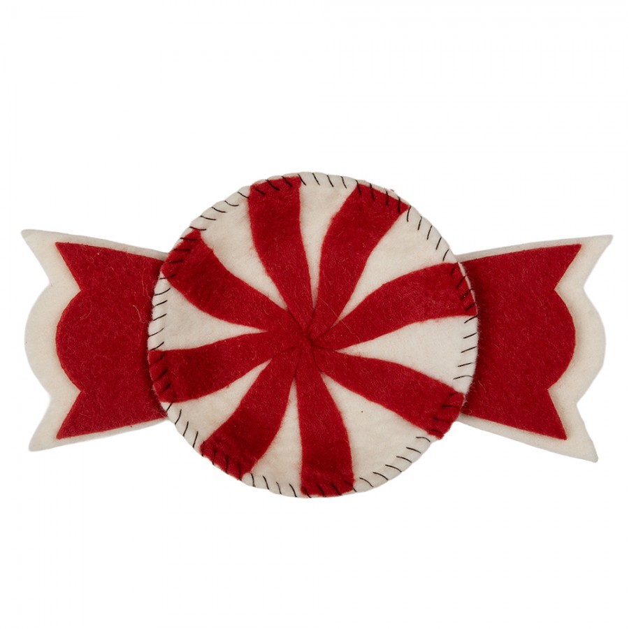 Decorative Bowl 30x18x3 Cm Red White Felt - 30.0 cm