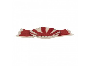 Decorative Bowl 30x18x3 Cm Red White Felt - 30.0 cm