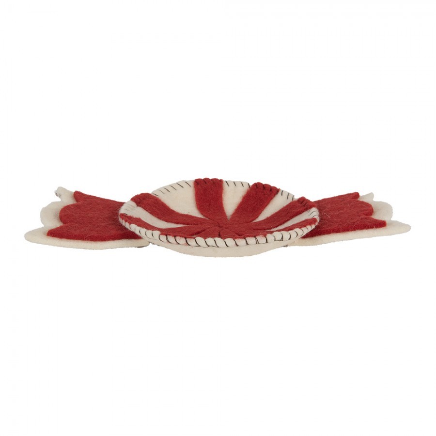 Decorative Bowl 30x18x3 Cm Red White Felt - 30.0 cm