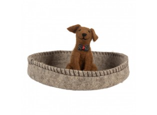 Decorative Bowl ? 19x10 Cm Grey Felt Dog - ? 19*10 cm