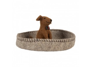 Decorative Bowl ? 19x10 Cm Grey Felt Dog - ? 19*10 cm