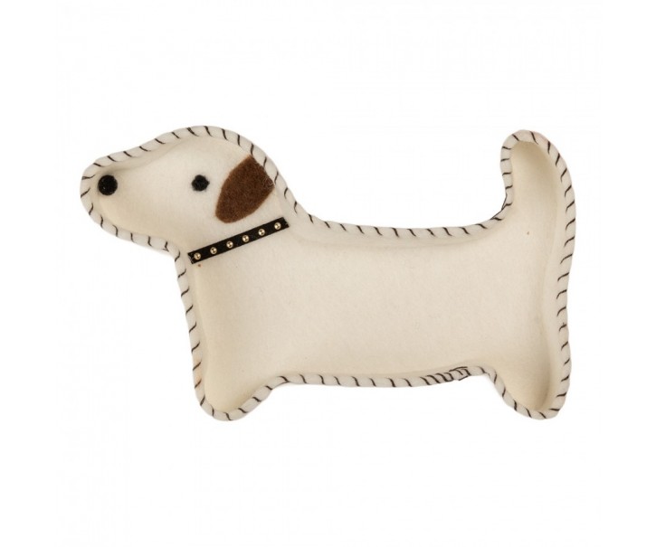 Decorative Bowl Dog 20x13x3 Cm White Felt - 20.0 cm Clayre & Eef
