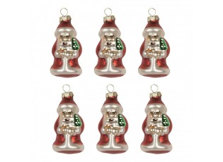 Christmas Ornament Set Of 6 Santa Claus ? 3x35 Cm Red Glass - ? 3*35 cm