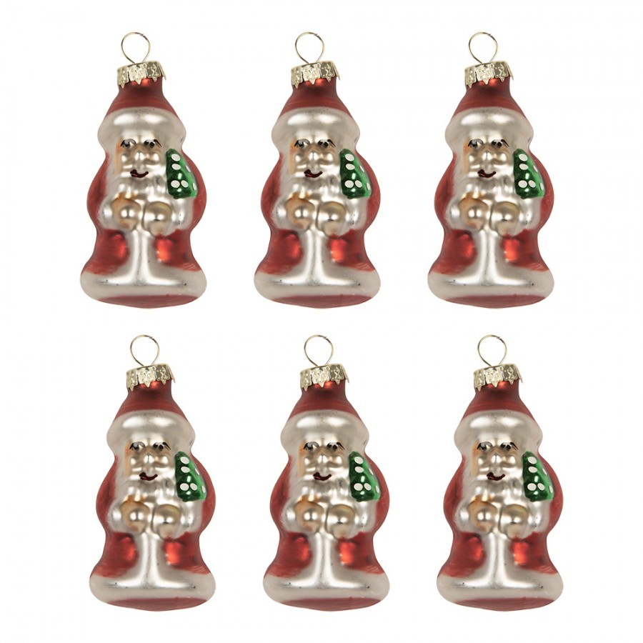 Christmas Ornament Set Of 6 Santa Claus ? 3x35 Cm Red Glass - ? 3*35 cm