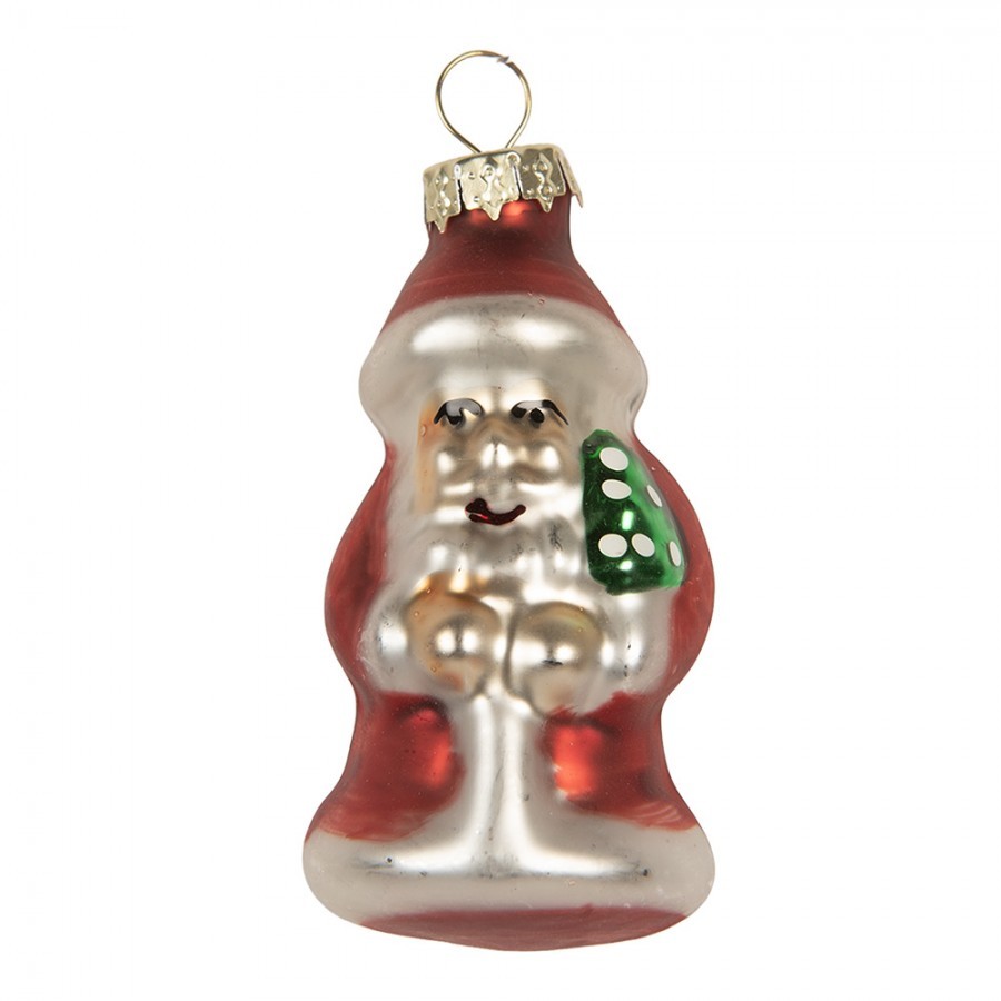 Christmas Ornament Set Of 6 Santa Claus ? 3x35 Cm Red Glass - ? 3*35 cm
