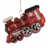 Vánoční skleněná závěsná ozdoba červená mašinka - 10*4*5 cm
