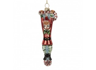 Christmas Ornament Elf 4x2x13 Cm Red Glass - 4.0 cm