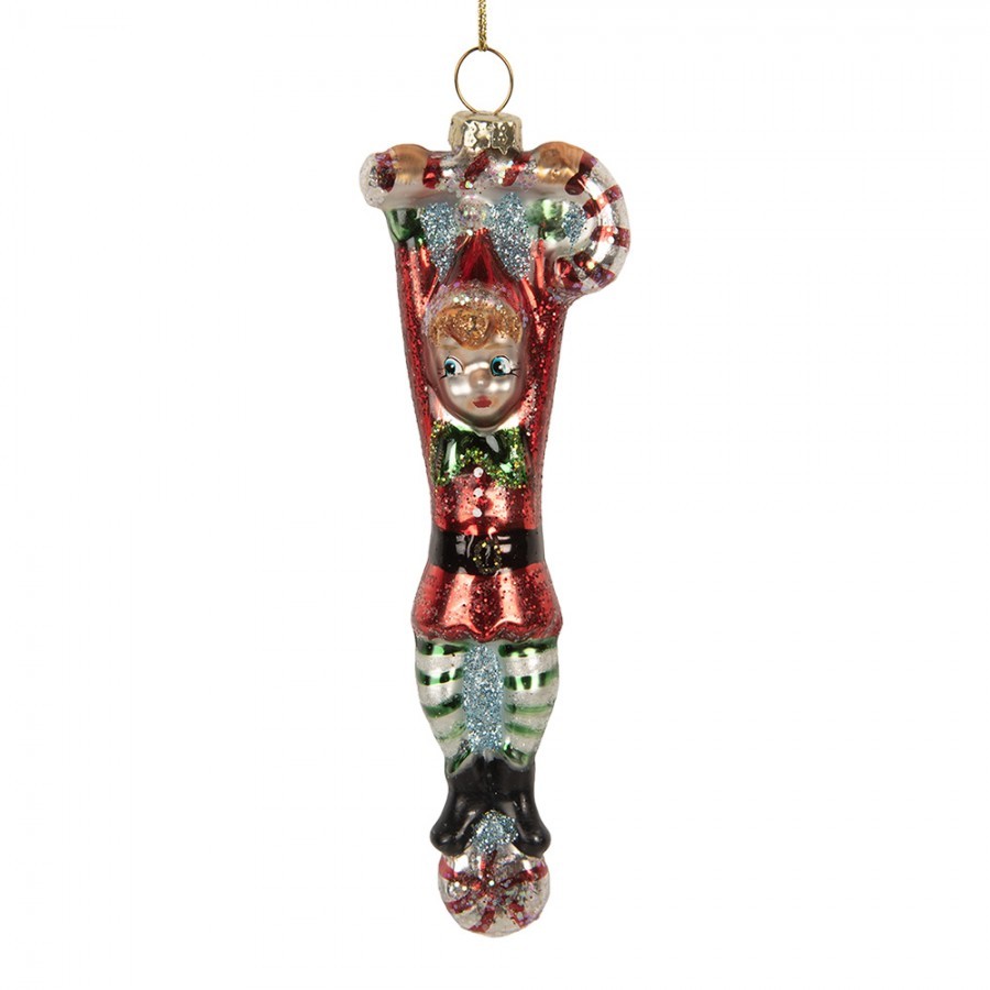 Christmas Ornament Elf 4x2x13 Cm Red Glass - 4.0 cm
