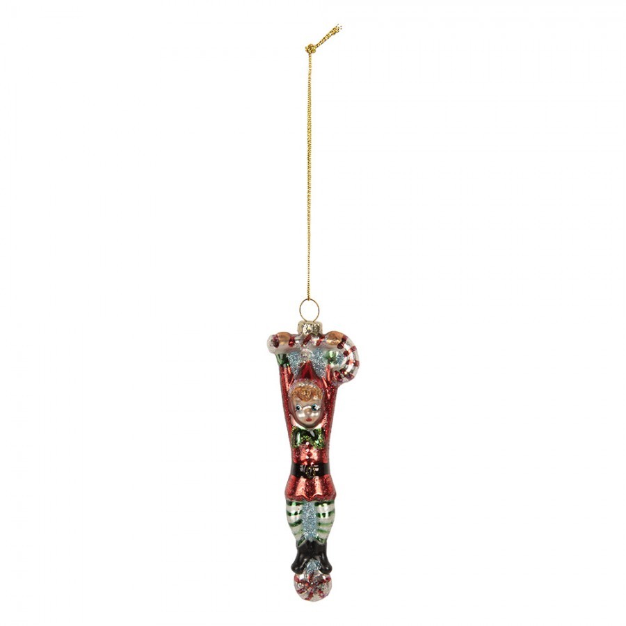 Christmas Ornament Elf 4x2x13 Cm Red Glass - 4.0 cm