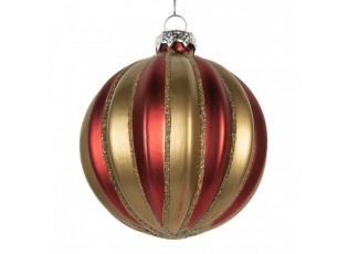 Christmas Bauble ? 8x8 Cm Red Gold Colored Glass - ? 8*8 cm