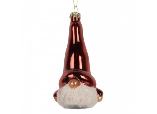 Christmas Ornament Gnome 6x5x13 Cm Red Glass - 6.0 cm