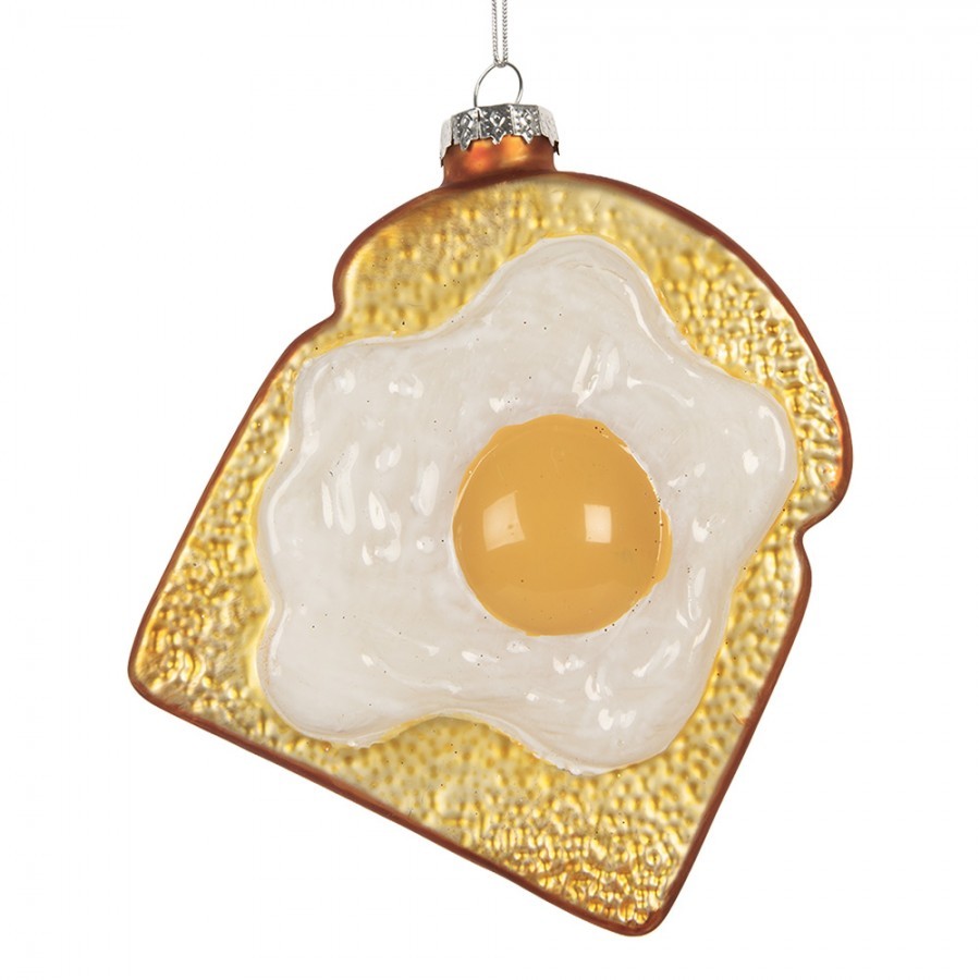 Christmas Ornament Egg 9x4x11 Cm White Glass - 9.0 cm