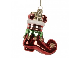 Christmas Ornament Boots 9x4x10 Cm Red Glass - 9.0 cm
