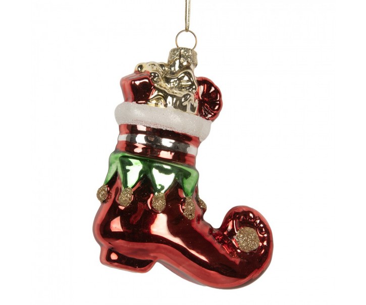 Christmas Ornament Boots 9x4x10 Cm Red Glass - 9.0 cm Clayre & Eef