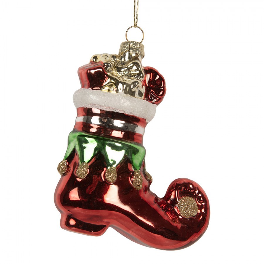 Christmas Ornament Boots 9x4x10 Cm Red Glass - 9.0 cm