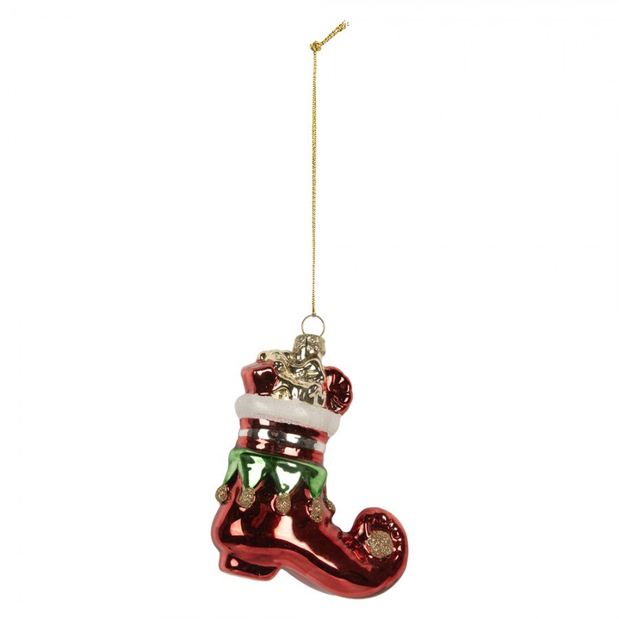 Christmas Ornament Boots 9x4x10 Cm Red Glass - 9.0 cm Clayre & Eef Christmas Ornament Boots 9x4x10 Cm Red Glass - 9.0 cm Clayre & Eef