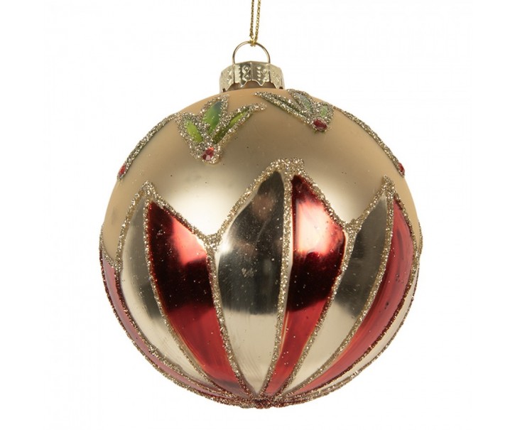 Christmas Bauble ? 8x8 Cm Gold Colored Glass - ? 8*8 cm Clayre & Eef