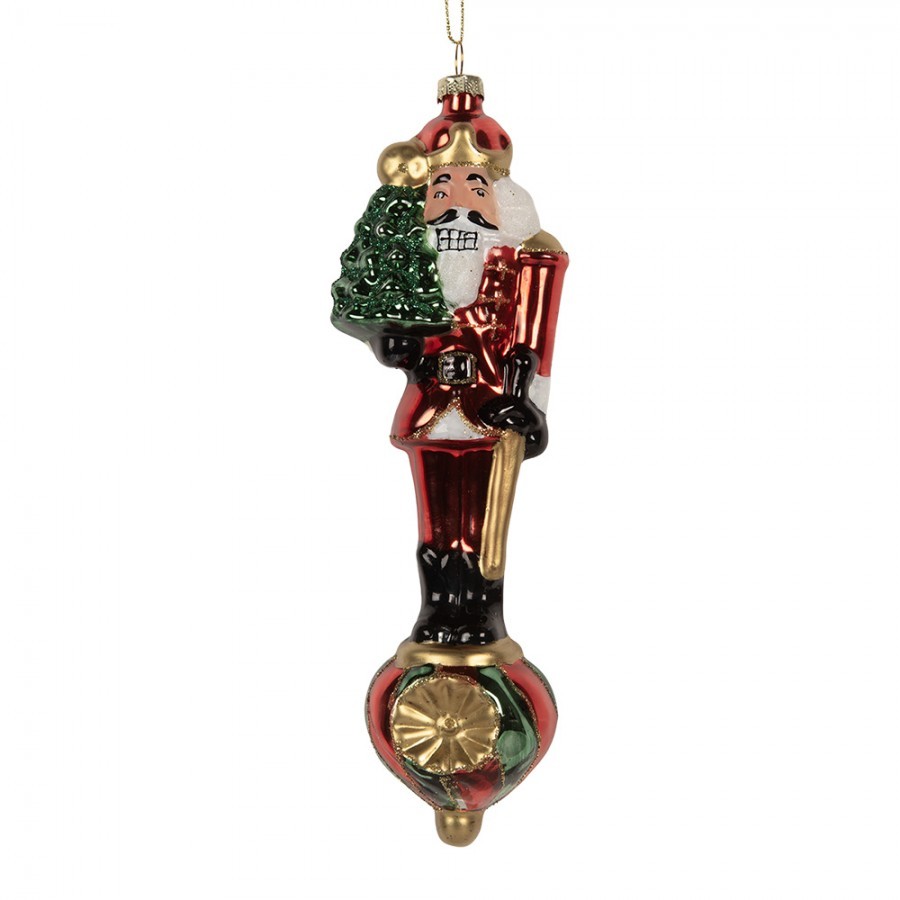 Christmas Ornament Nutcracker 6x5x20 Cm Red Glass - 6.0 cm