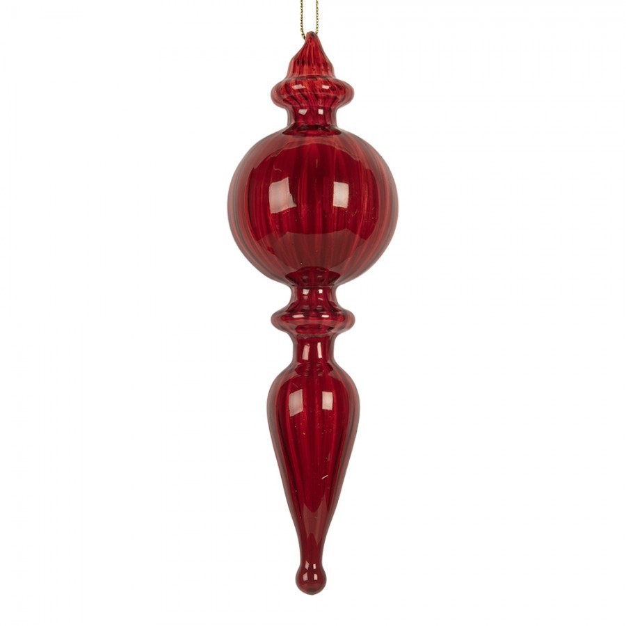 Christmas Bauble ? 5x17 Cm Red Glass - ? 5*17 cm