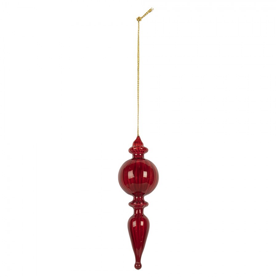 Christmas Bauble ? 5x17 Cm Red Glass - ? 5*17 cm