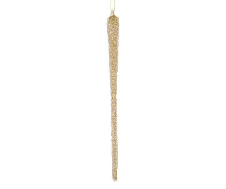 Christmas Ornament Icicle ? 2x25 Cm Gold Colored Glass - ? 2*25 cm Clayre & Eef