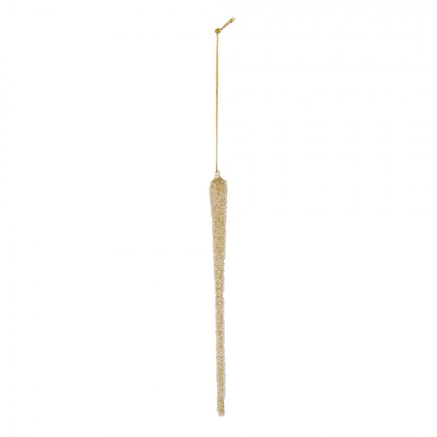 Christmas Ornament Icicle ? 2x25 Cm Gold Colored Glass - ? 2*25 cm Clayre & Eef Christmas Ornament Icicle ? 2x25 Cm Gold Colored Glass - ? 2*25 cm Clayre & Eef