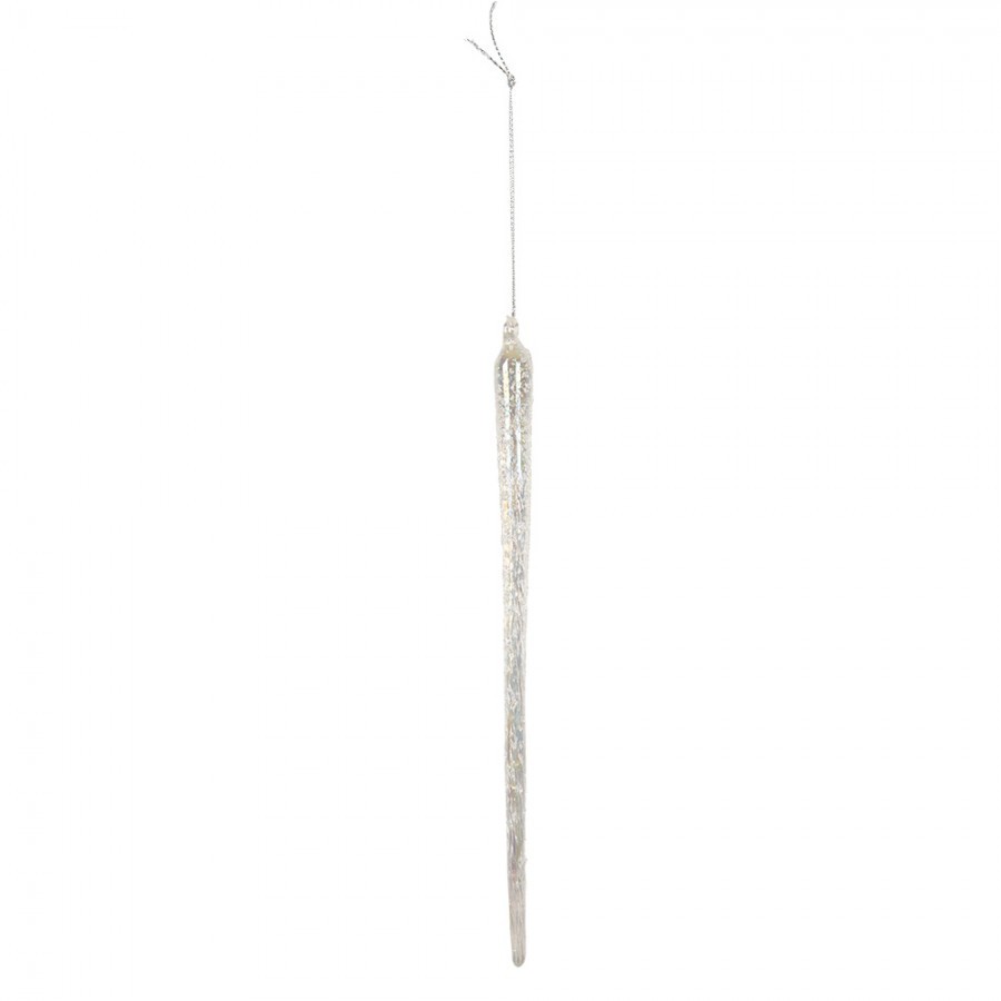 Christmas Ornament Icicle ? 2x25 Cm Transparent Glass - ? 2*25 cm Clayre & Eef Christmas Ornament Icicle ? 2x25 Cm Transparent Glass - ? 2*25 cm Clayre & Eef