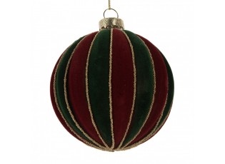 Christmas Bauble ? 8x8 Cm Red Green Glass - ? 8*8 cm